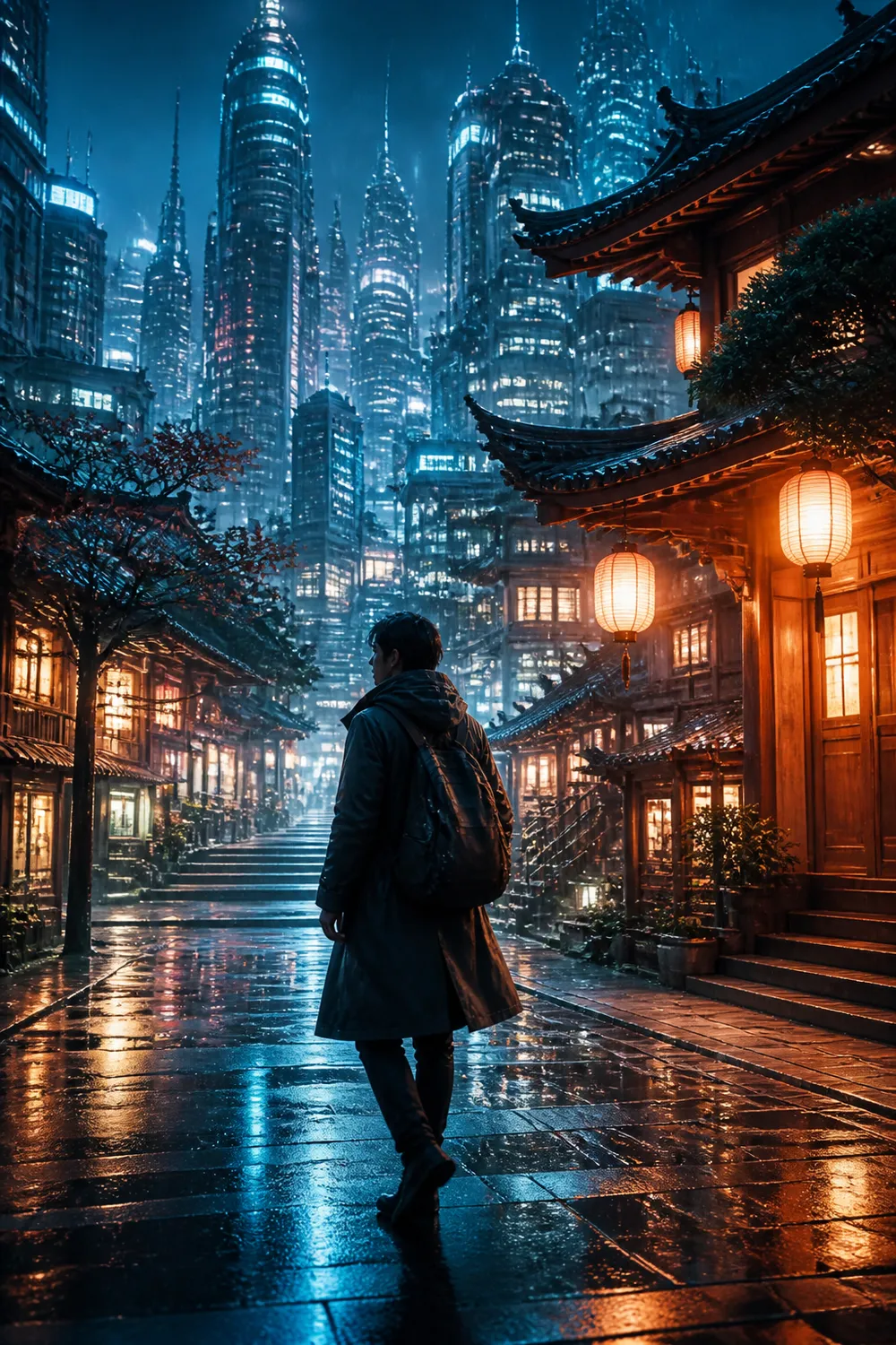 AI-generated futuristic city artwork