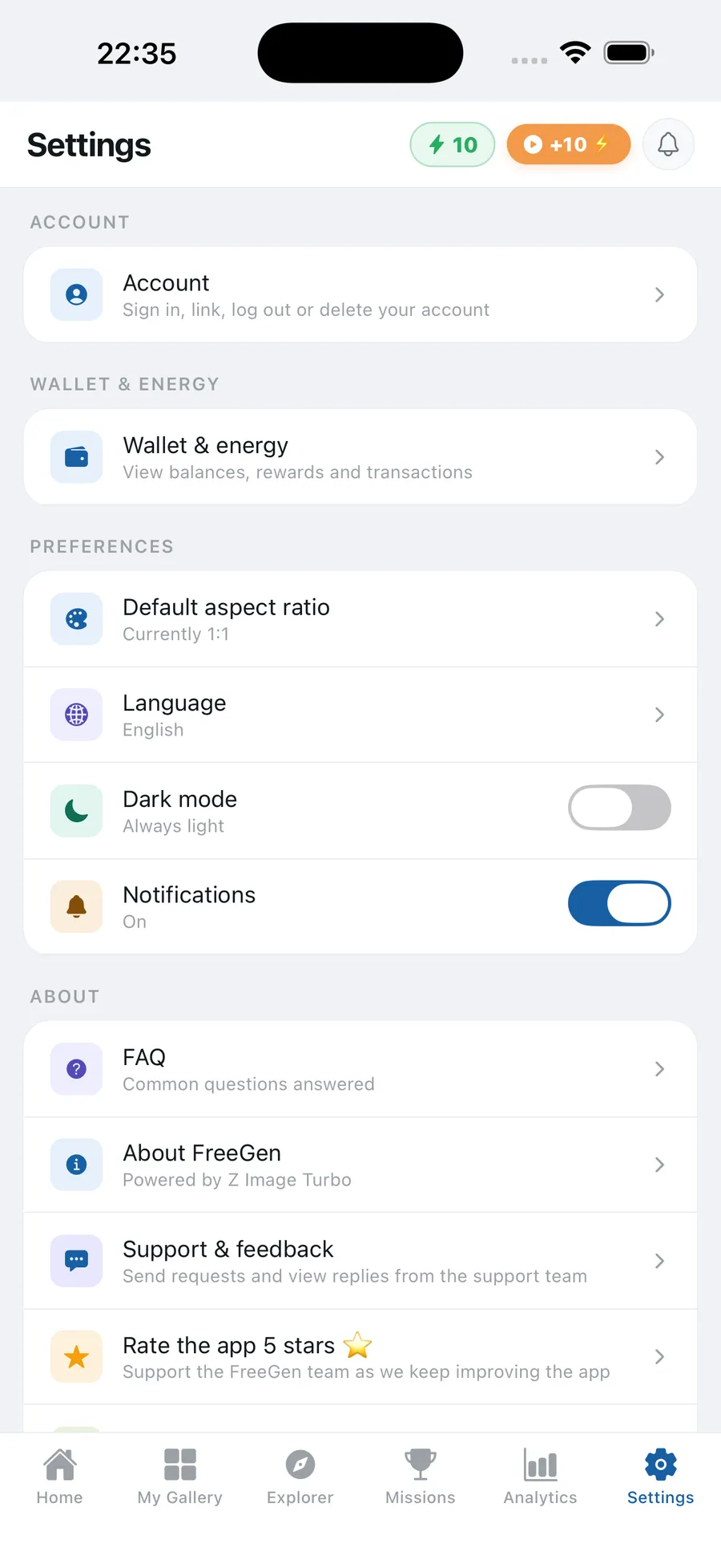 Settings and language options in Z Image Turbo